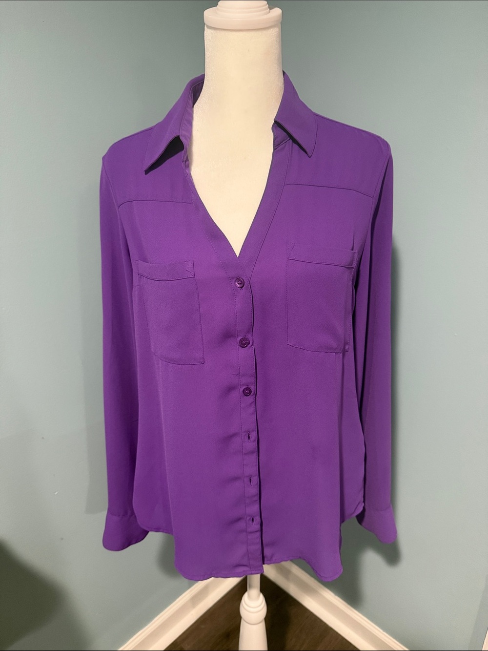 Express Women's Purple Button-Front Blouse